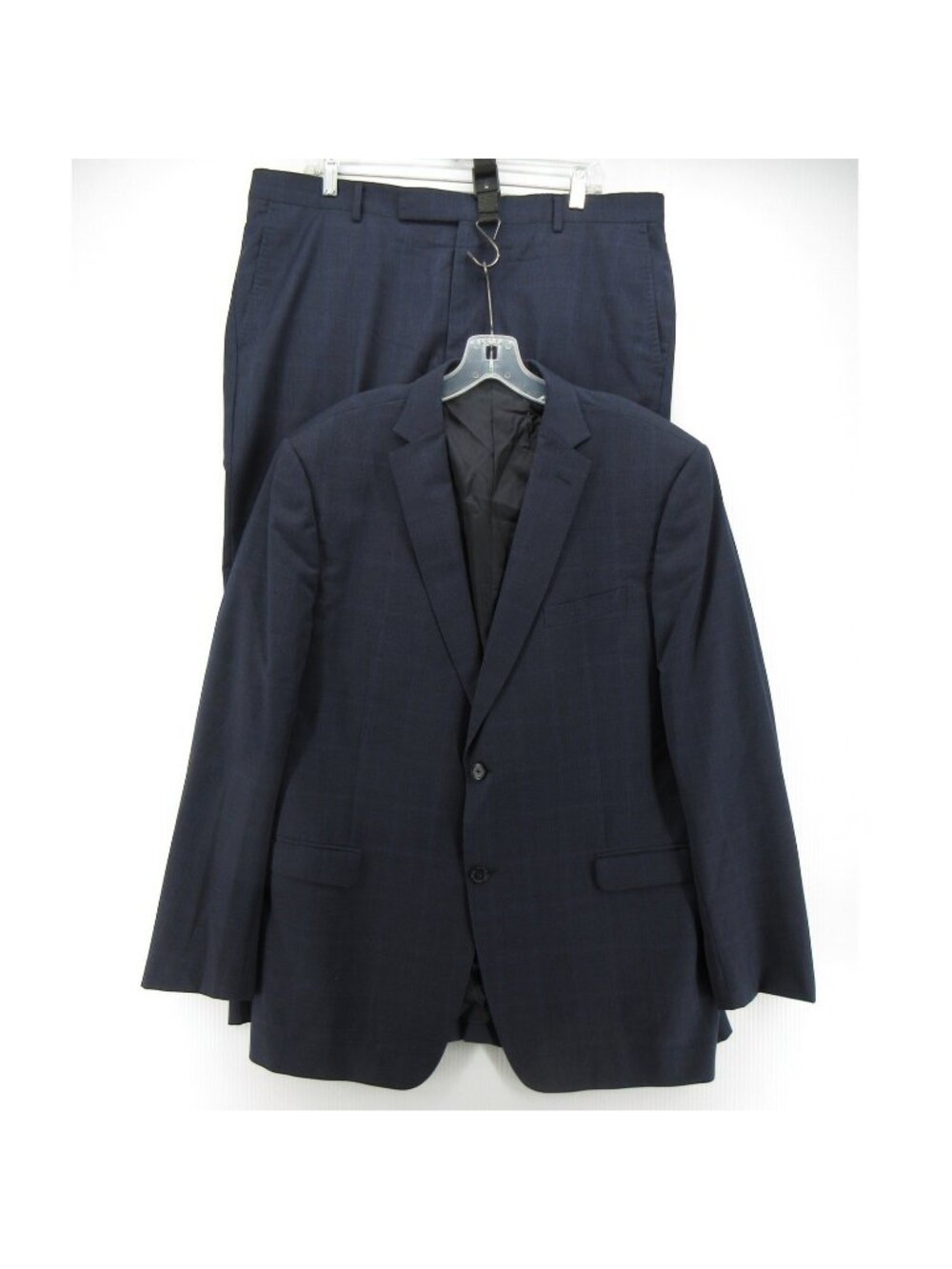 Ermenegildo Z Zegna Suit Men 44 Navy Wool Drop 7 Windowpane Plaid 38X30